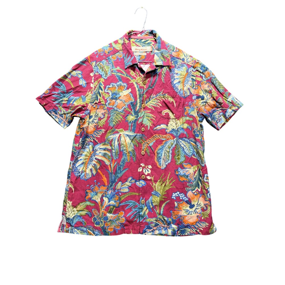 Tommy Bahama Island Modern Fit Mens S Red Floral Silk Short Sleeve Shirt